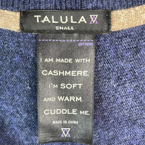 TALULA Fuzzy Cashmere Angora Tunic Sweater Blue Dolman Sleeve Round Neck Size S - Picture 7 of 11